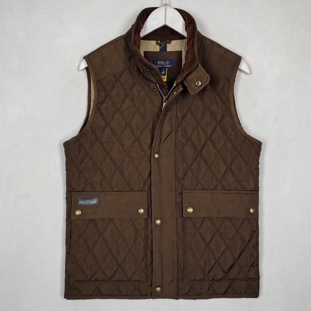 Polo Ralph Lauren Mens Quilted Vest Brown Primaloft Diamond Puffer Size M